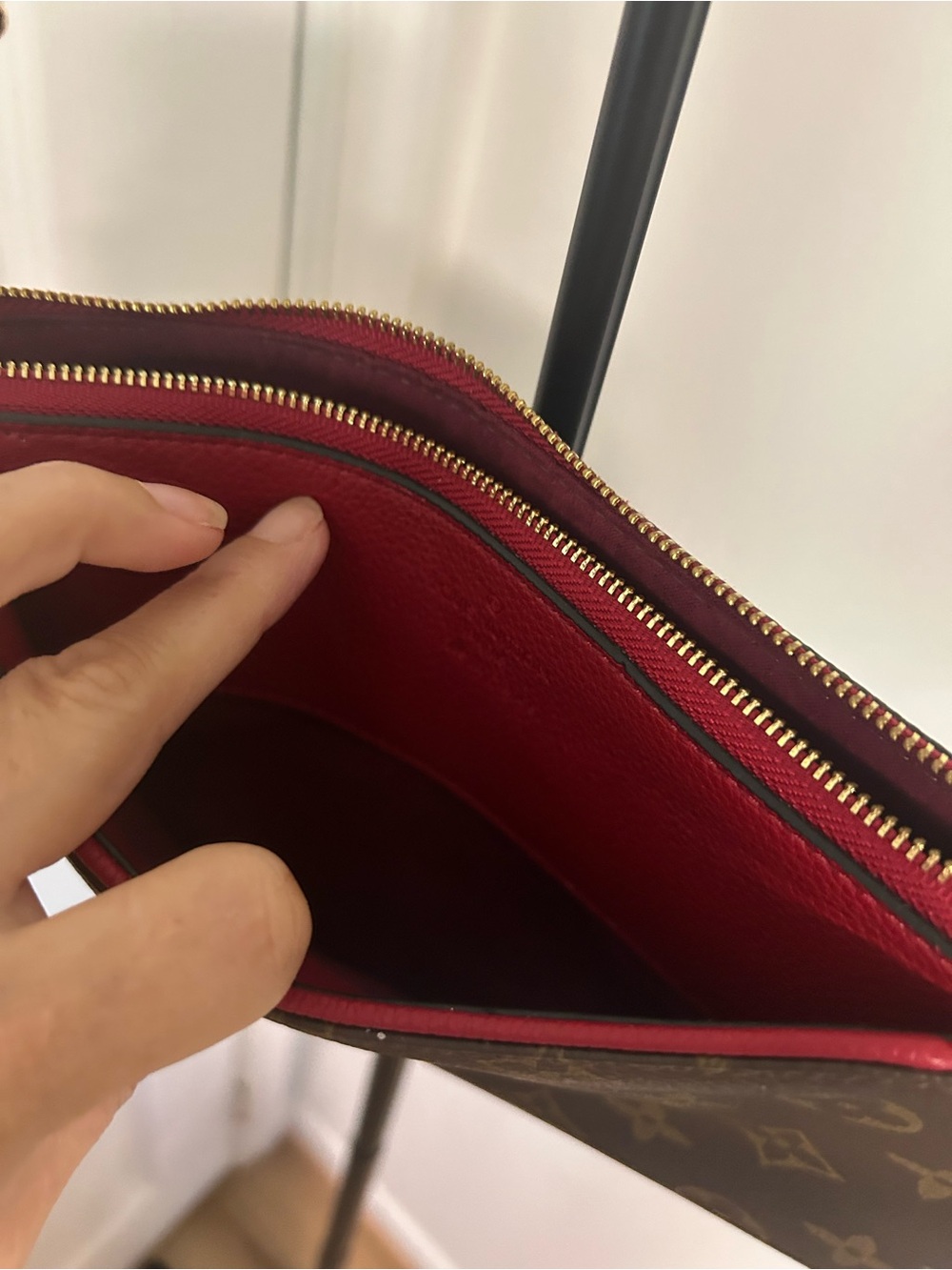 Louis Vuitton Monogram Crossbody with Red Leather Interior